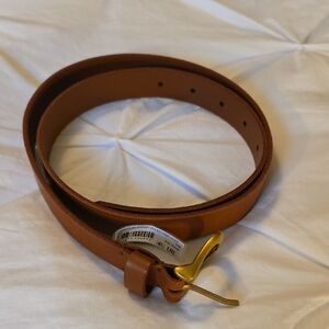 Frye Tan Leather Belt with Gold Buckle